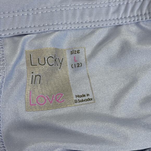 Lucky in Love Skirt Womens Large 12 Purple Multicolor Geometric Tennis Ruffle - Picture 3 of 7